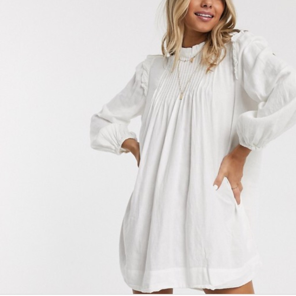 New Free People LINEN blend Clover Tunic mini dress XS boho